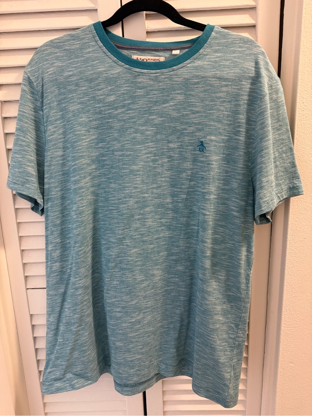 Original Penguin Heathered Light Blue/Teal Short Sleeve Crew T Shirt